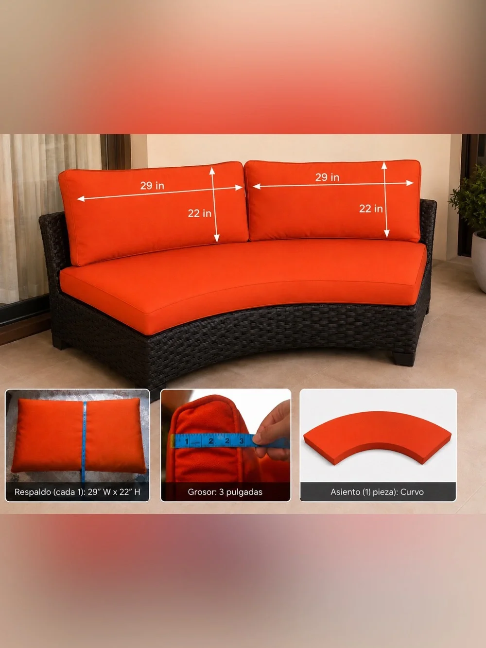Outdoor Curved Patio Seat Cushion - COVERS NEW